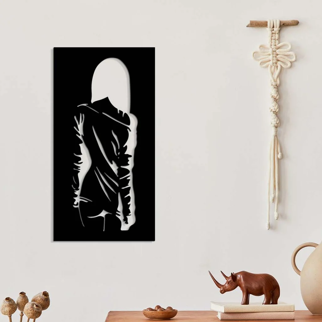 Mysterious woman silhouette metal wall art