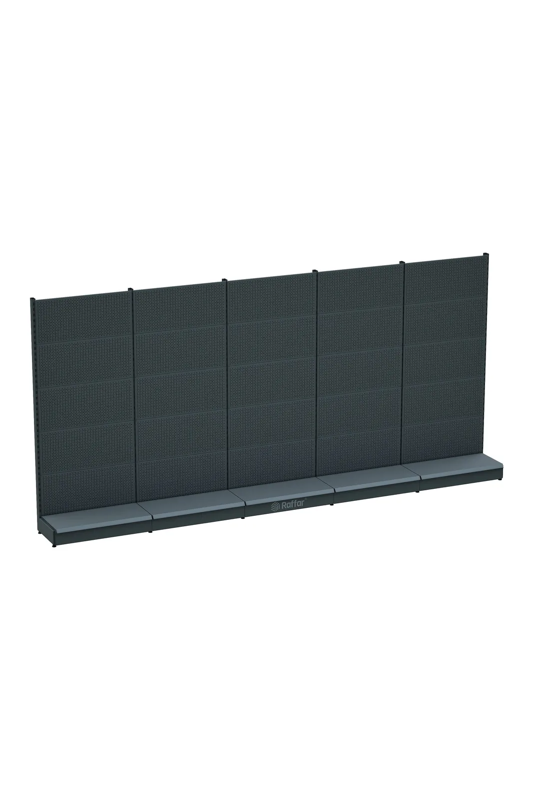 رف عُدَد مثقّب بقاعدة – أنثراسيت، 5 وحدات – W450 × H220 × D30/40 cm