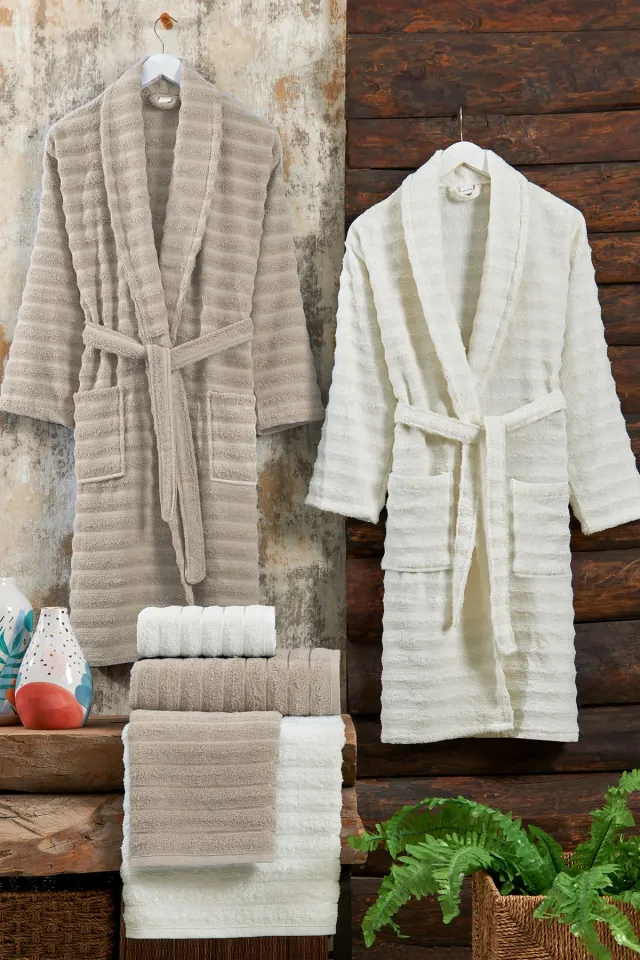 Elart Soft Family Bathrobe Set 6 Pieces (70x135 cm) Beige-Cream