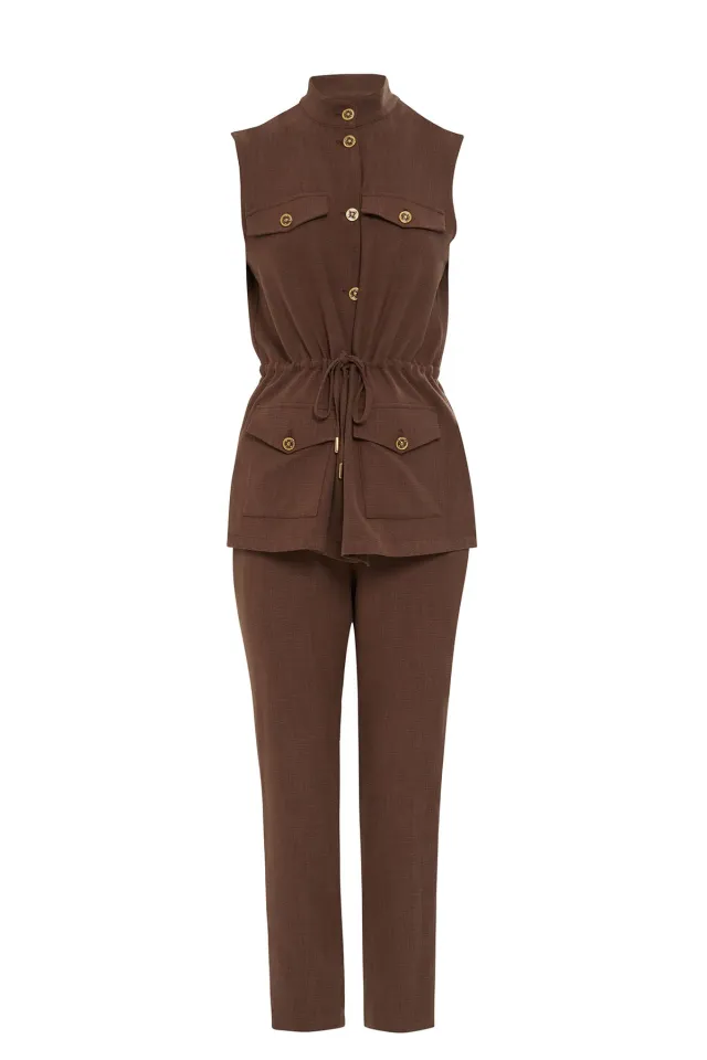 Drawstring-Tie Vest and Trousers Set