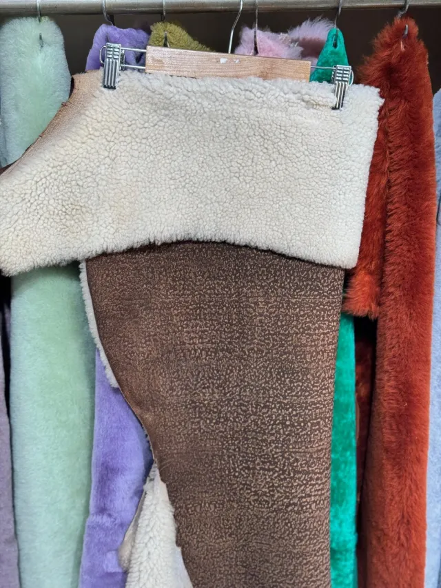 Brown Textured Shearling Garment Leather 6