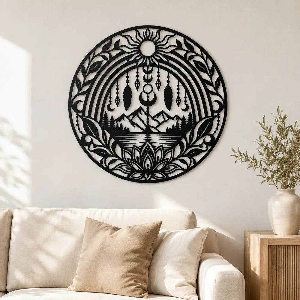 Boho Rainbow Arch Metal Wall Art