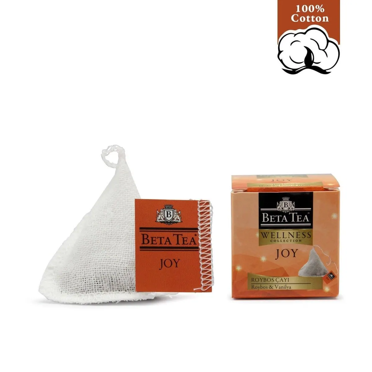Beta Tea Wellness Joy شاي رويبوس هرمي بالشاش القطني 2 غرام (نسيج قطن طبيعي 100%)