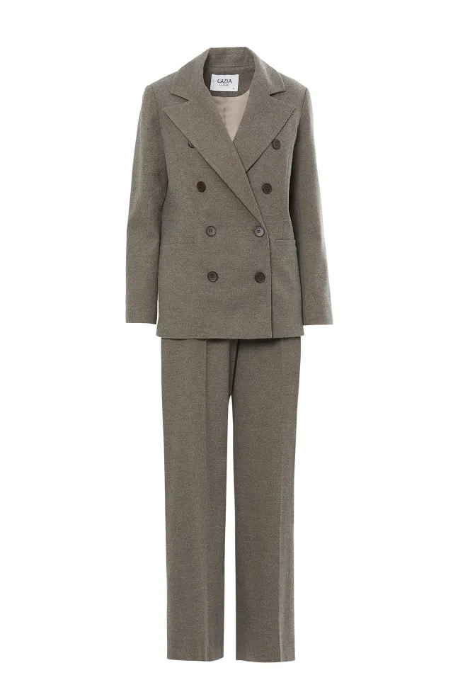 Double-Breasted Closure Jacket and Trousers Set