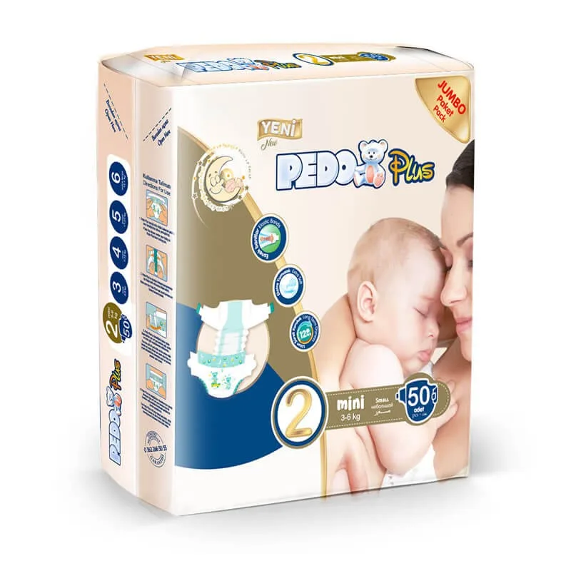 حفاضات أطفال Pedo مقاس 2 Mini 3-6 Kg