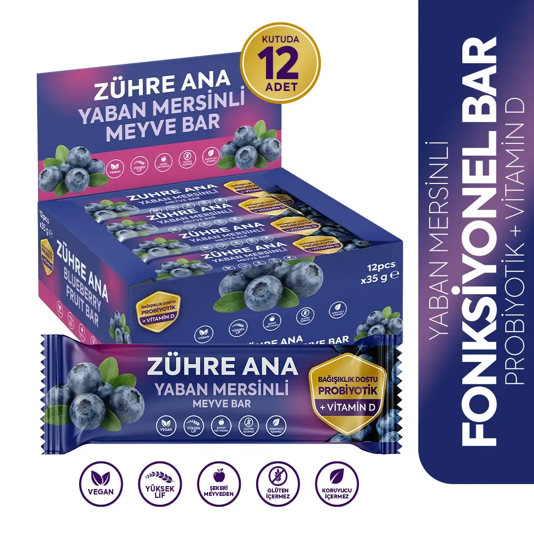 Zuhre Ana Blueberry Fruit Bar with Probiotic and Vitamin D
