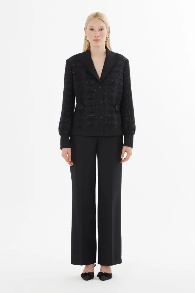 Loose Pants Set with Emblem Buttons