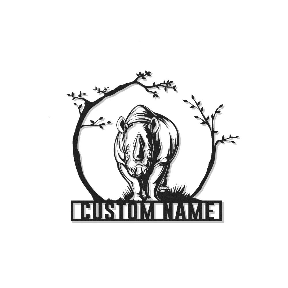 Rhinoceros LED Metal Wall Art