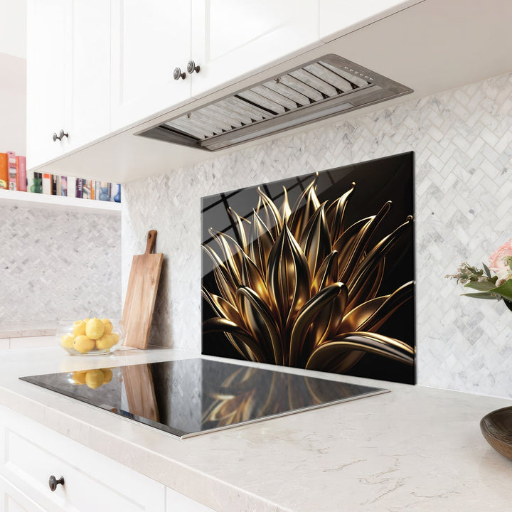Golden Bloom glass wall art GLK0005