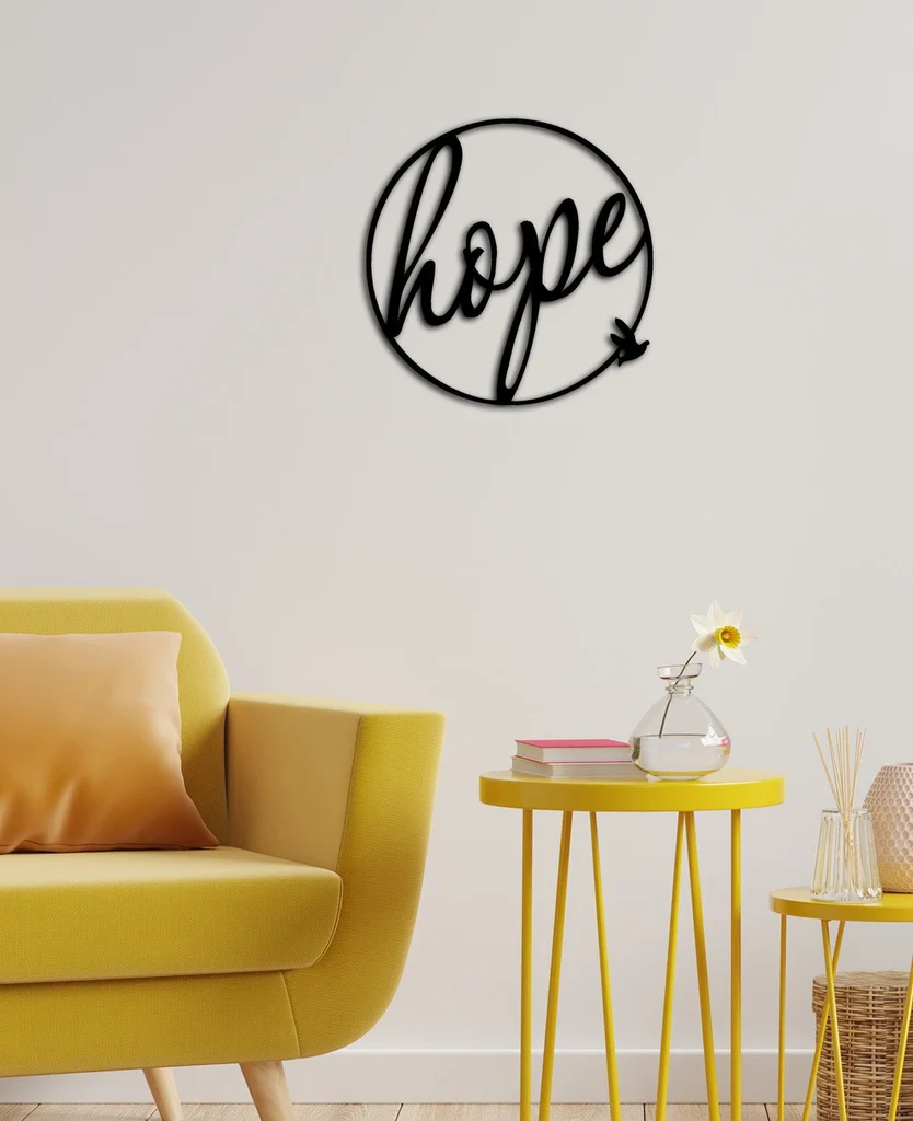 HOPE flower metal wall art
