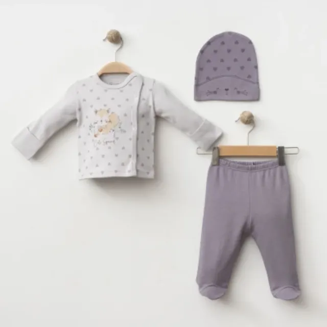 Gümüş Heart and Squirrel Three-Piece Baby Girls’ Outfit A5008