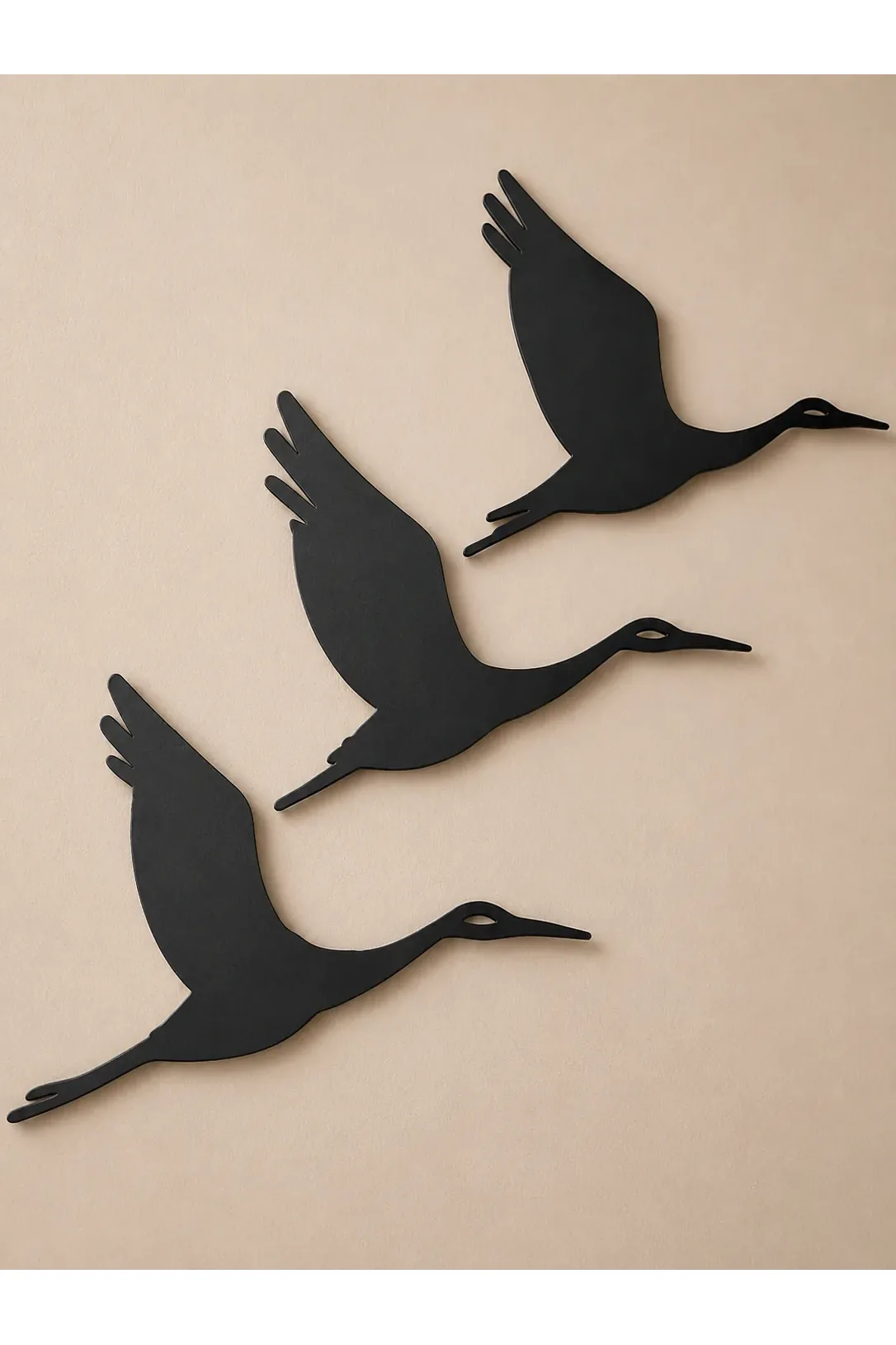Metal Turna Kusu Duvar Dekoru 3lu Minimalist Lazer metal wall art — 39 x 23 cm