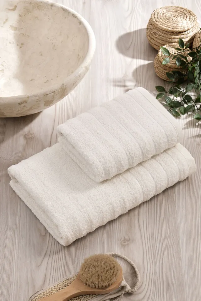 Elart Line Towel Set Cotton 2 Pieces (50x90 cm) Cream