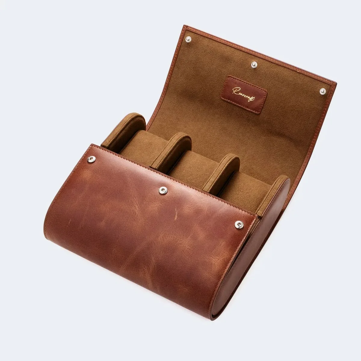 Leather watch roll for 6 watches
