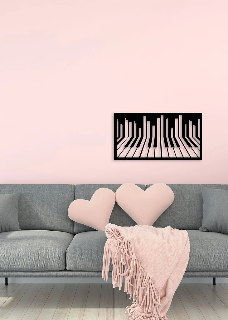 Piano keys turning into birds metal wall art