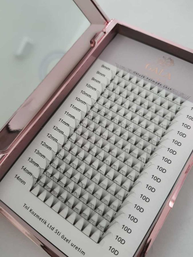 10D Pre-Made Silk Eyelash Fans - 0.07 D Mix - Mega Volume