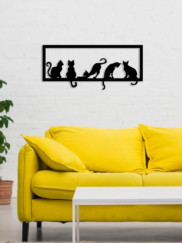 Yan Yana Duran Kediler metal wall art