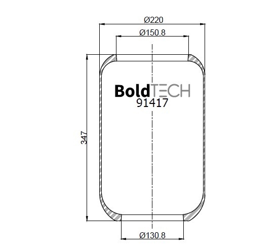 91417 R BoldTech Air Spring for Cab, Seat and Lift Systems, Vehicle Rolling Air Spring