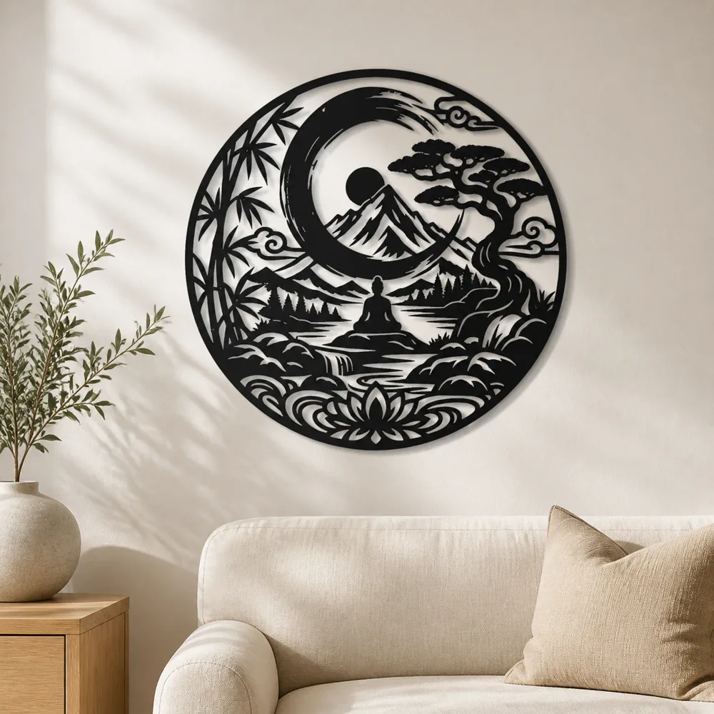 Zen Enso Mountain Metal Wall Art