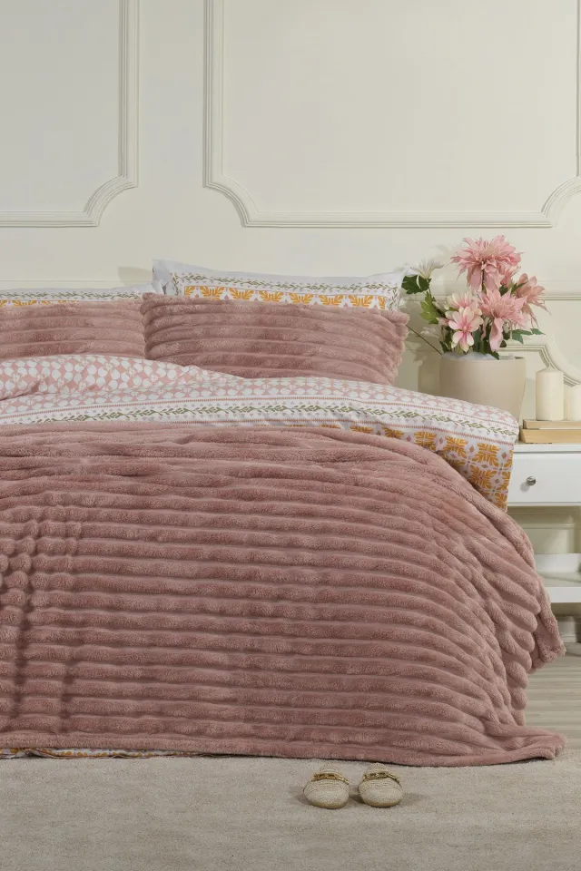 Elart Mateo Blanket Set Double Wellsoft 3 Pieces (230x250 cm) Dusty Rose