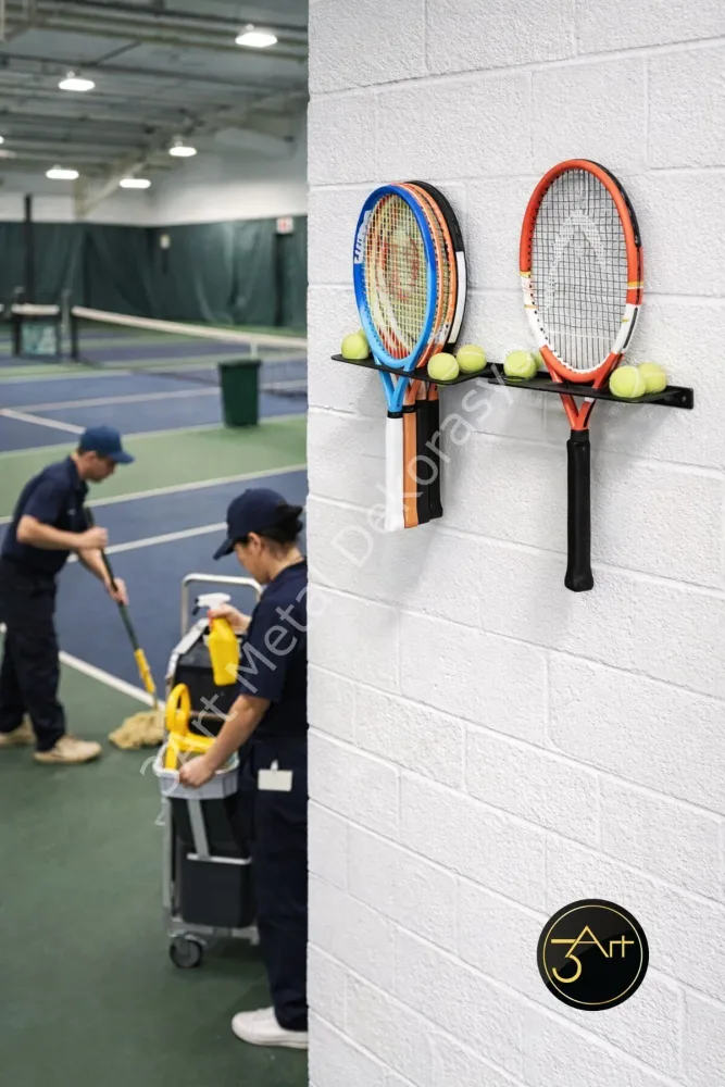 Wall Tennis Racket Holder with Ball Holder