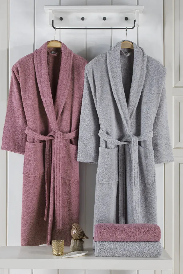 Elart Naturel Family Bathrobe Set 4 Pieces Dusty Rose