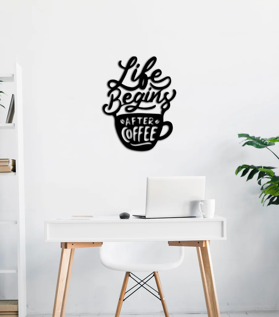 Life Begins After Coffee metal wall art