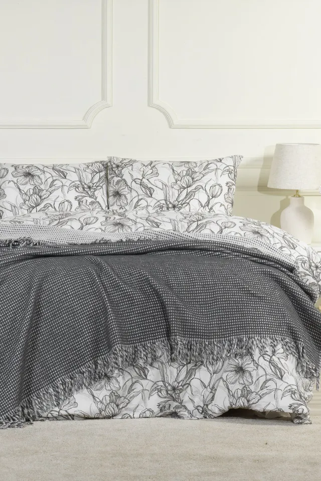 Elart Carlos Waffle Blanket Double (200x220 cm) Anthracite