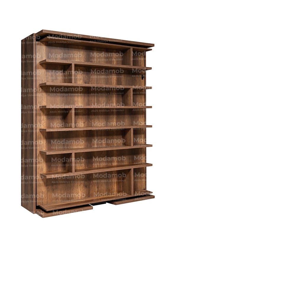 Istanbul Shelved Swivel Wall Bed - 150x200 Compatible / Sapphire-Oak