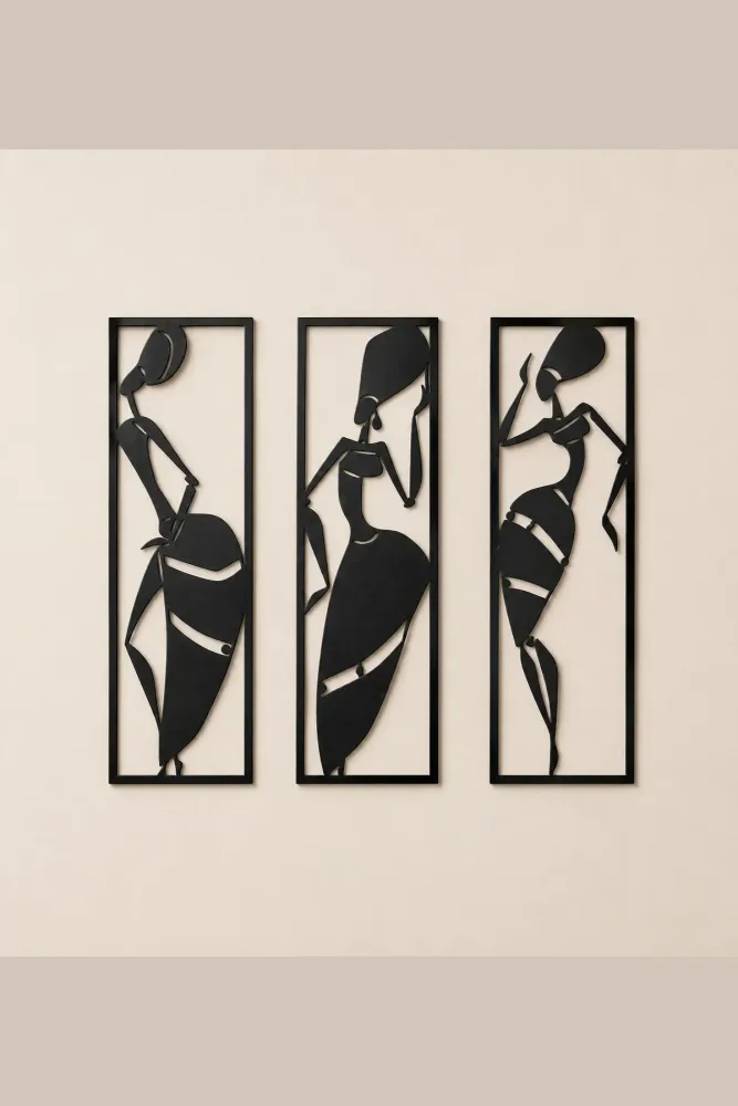 Set of 3 Woman Silhouette Metal Wall Art