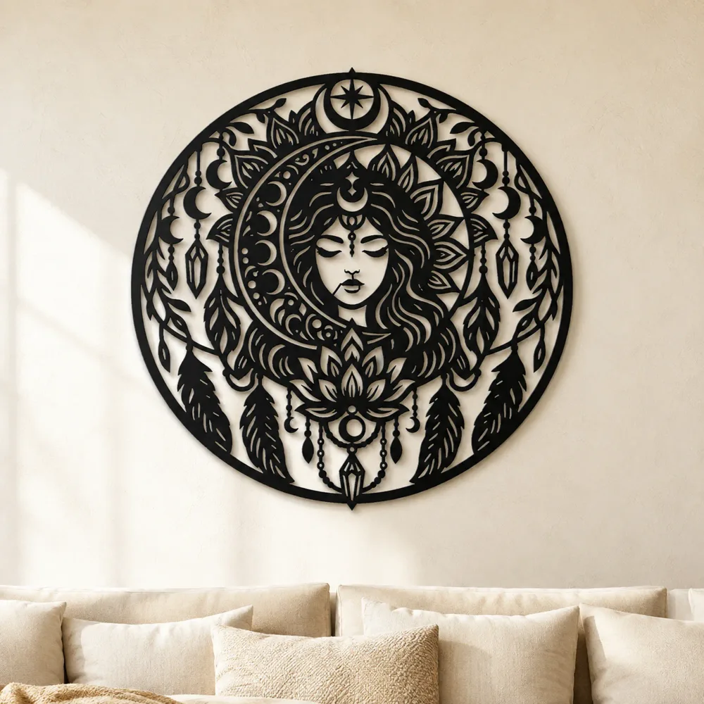 Mandala Moon Metal Wall Art