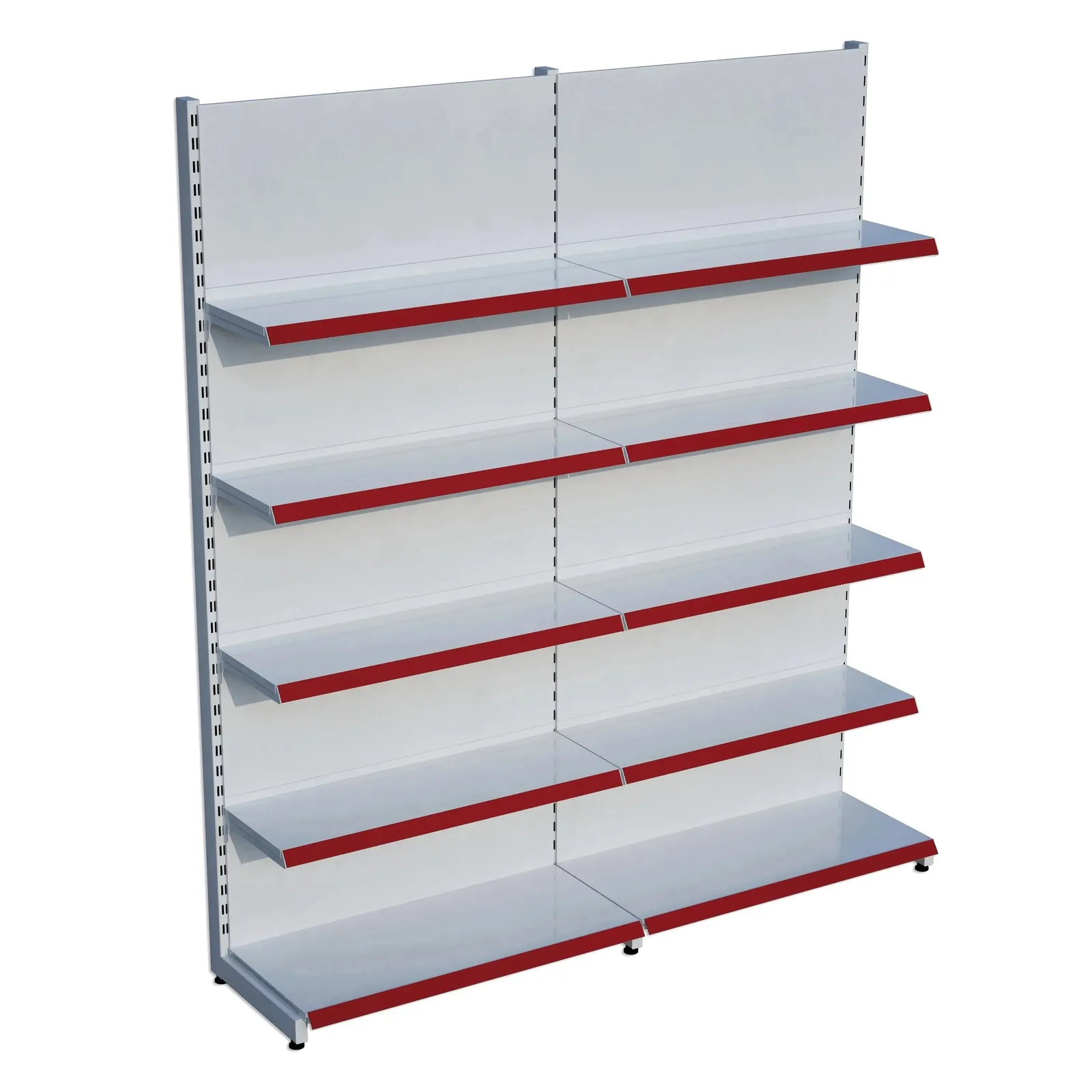 رف جداري للسوق – 5 طبقات أبيض، وحدتان – W180 × H220 × D30/40 cm