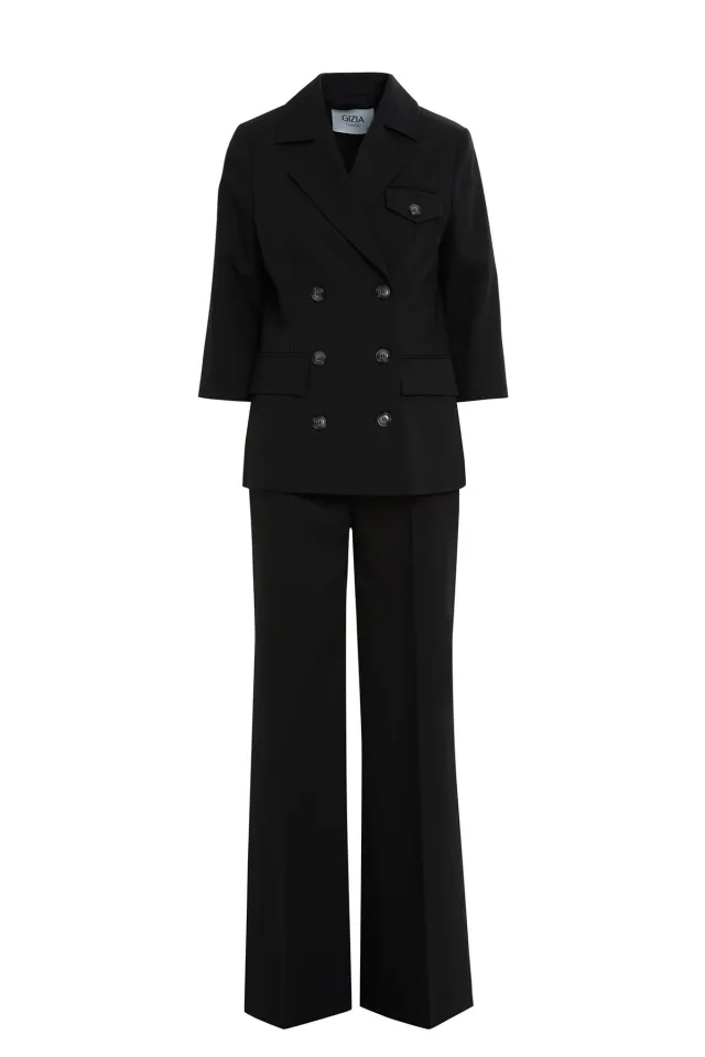 Three-Quarter Sleeve Jacket and Palazzo Trousers Set