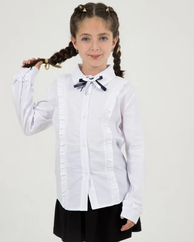 Büşra Bebe Girls’ White Panelled School Shirt 24214
