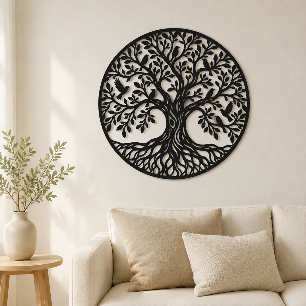Tree with Birds Metal Wall Art