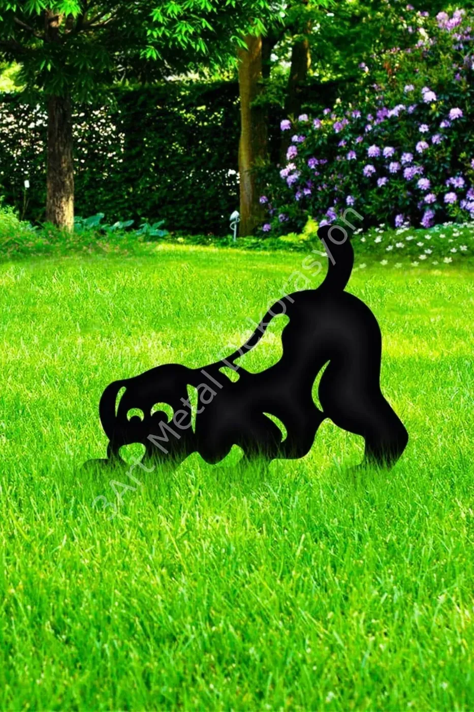 Metal dog garden ornament 40 x 32 cm