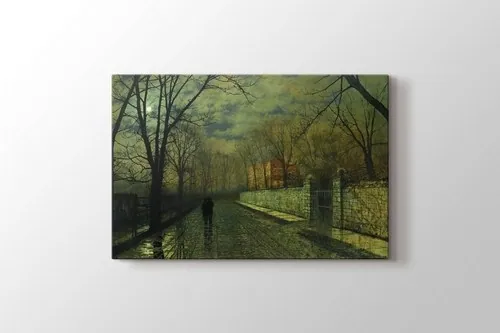 Figures in a Moonlit Lane After Rain canvas wall art