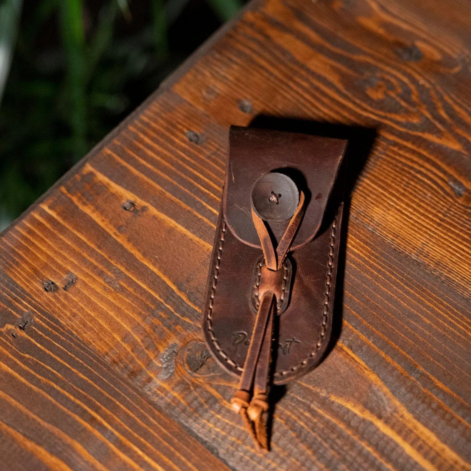 Genuine leather pocket knife sheath