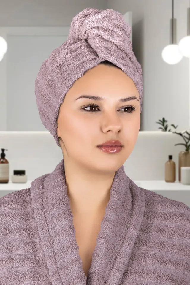 Elart Soft Towel Hair Drying Bonnet Plum