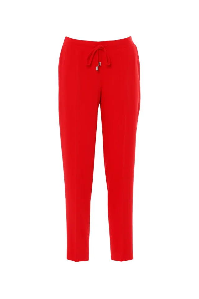 Red Pipe-Leg Tracksuit with Drawstring