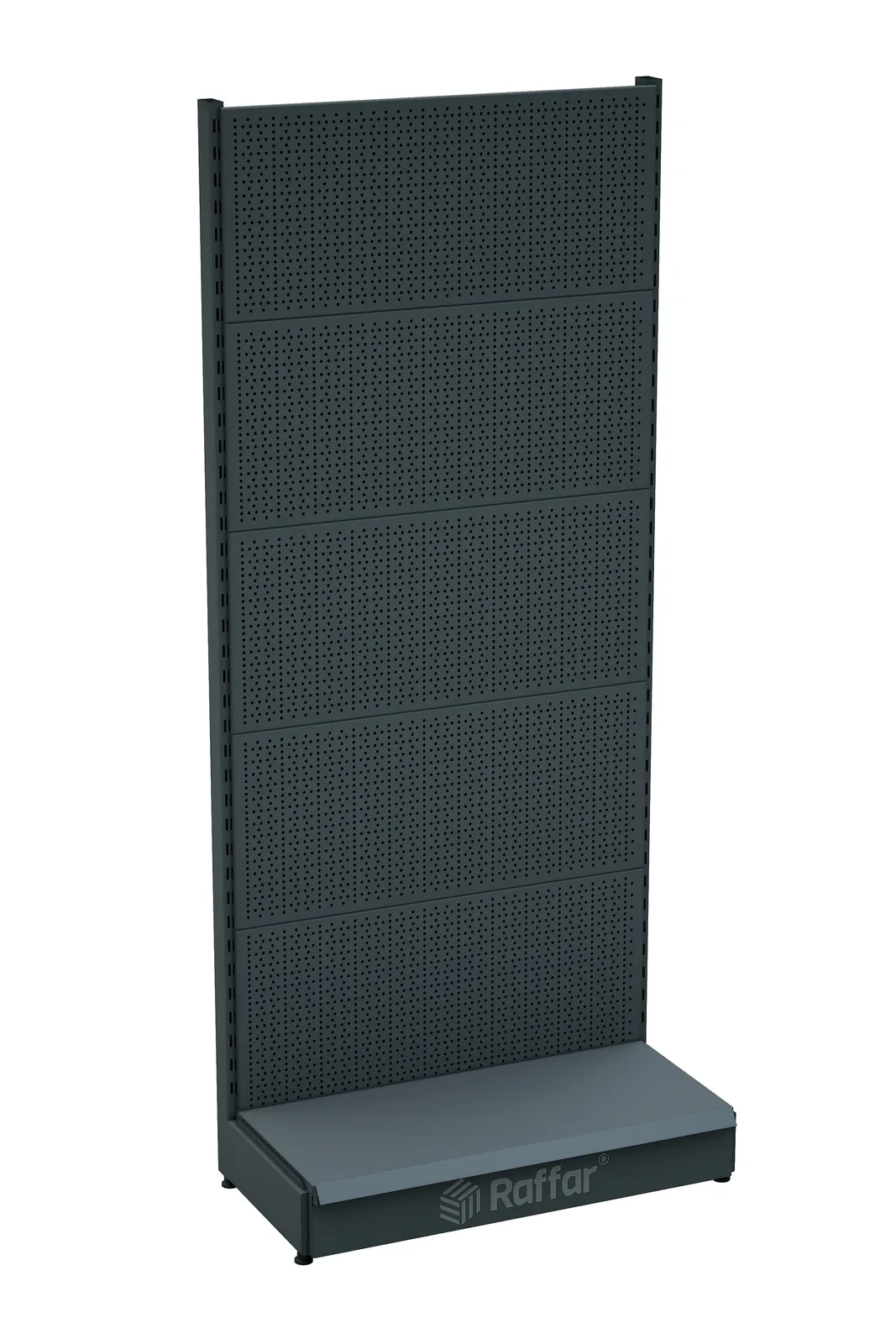رف عُدَد مثقّب بقاعدة – أنثراسيت، وحدة واحدة – W90 × H220 × D30/40 cm