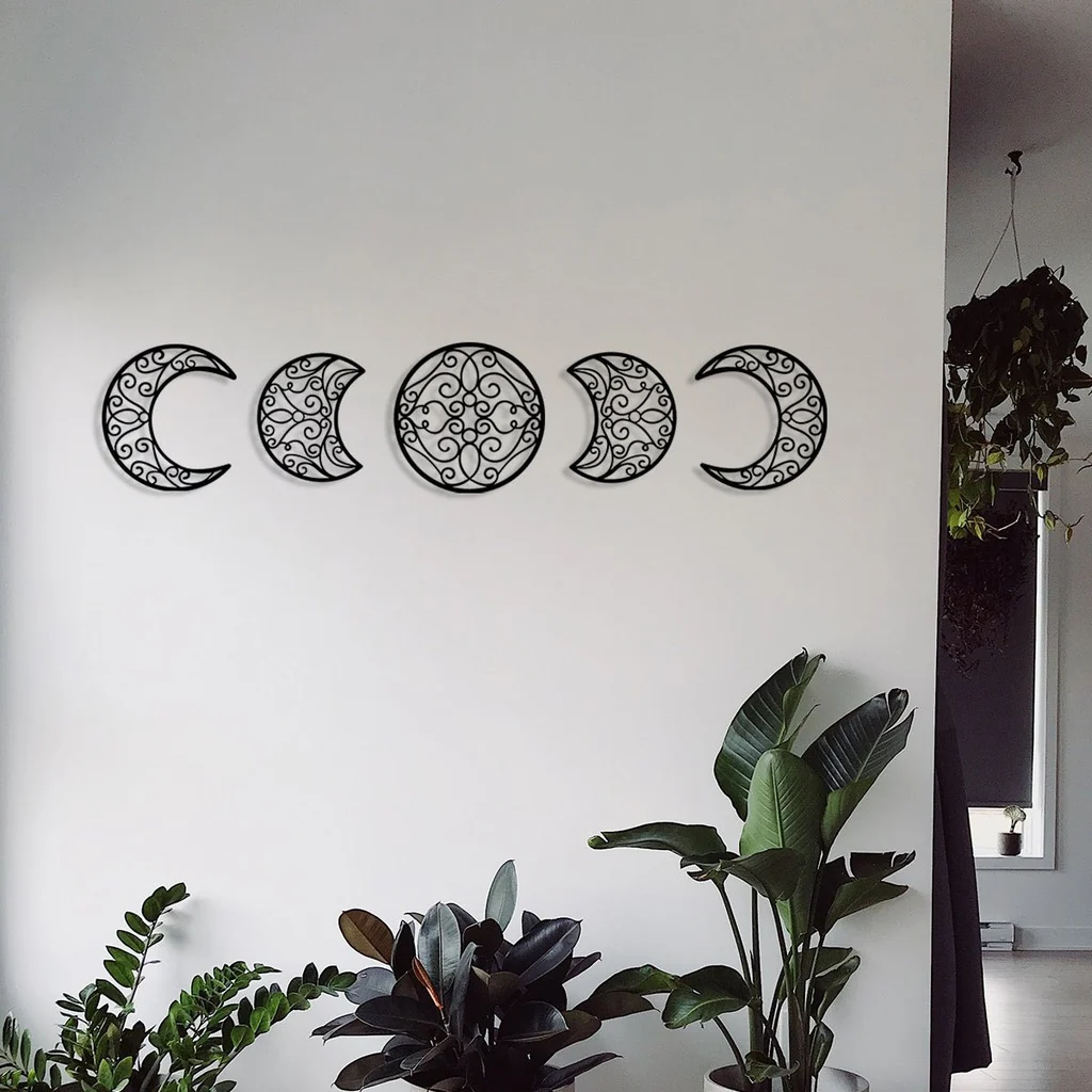 Moon phases metal wall art