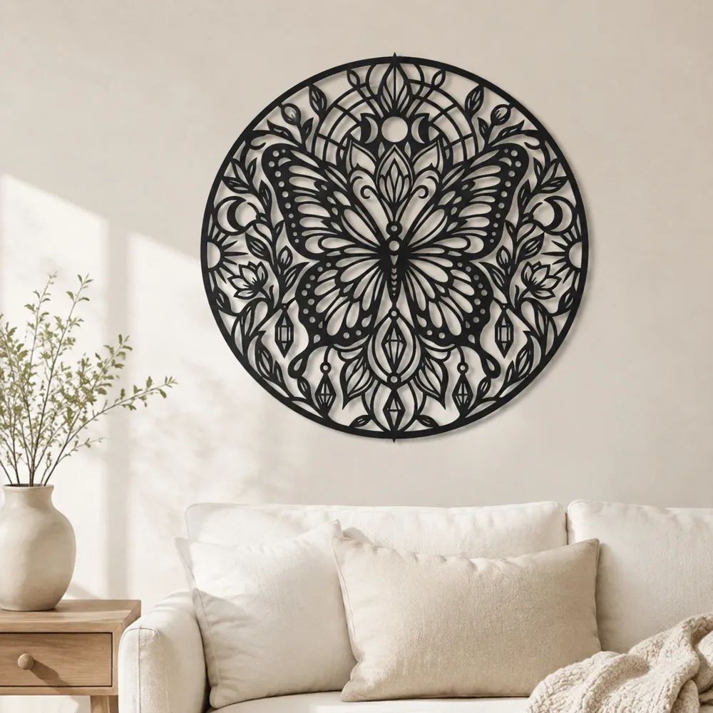 Butterfly Mandala Metal Wall Art