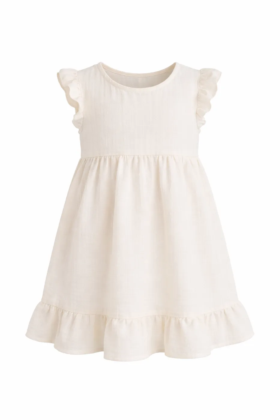 Girls' Ecru Muslin Cotton Dress Pure Cotton Breeze