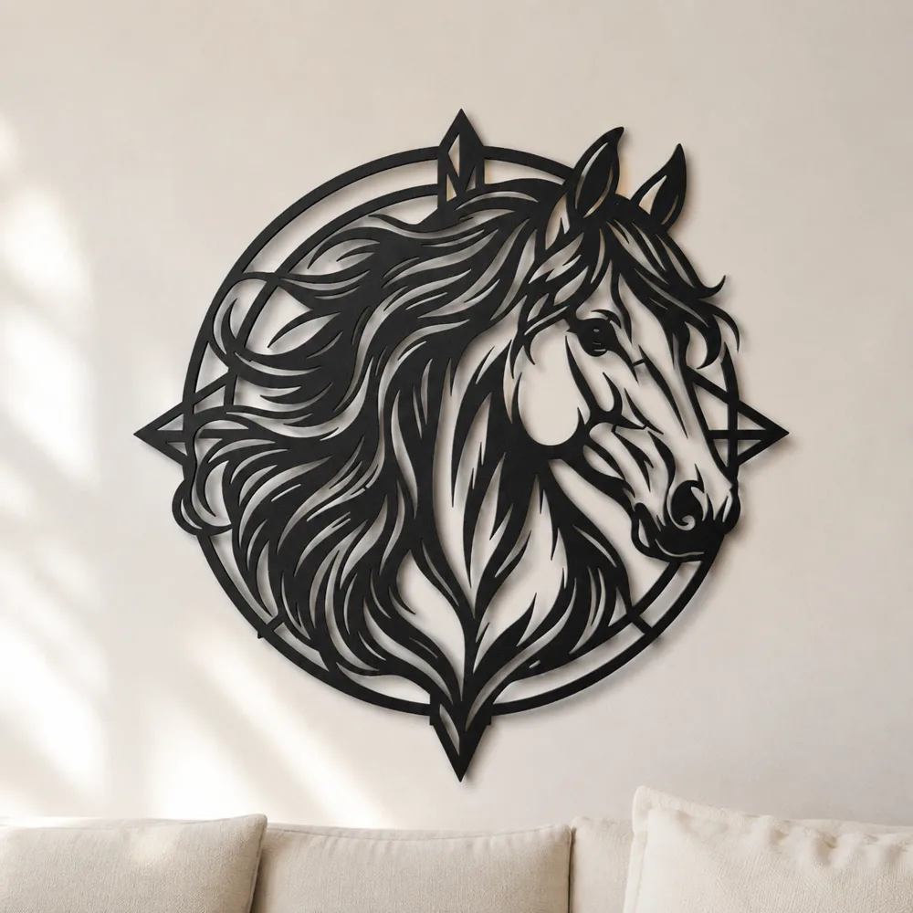 Horse Head Geometric Metal Wall Art