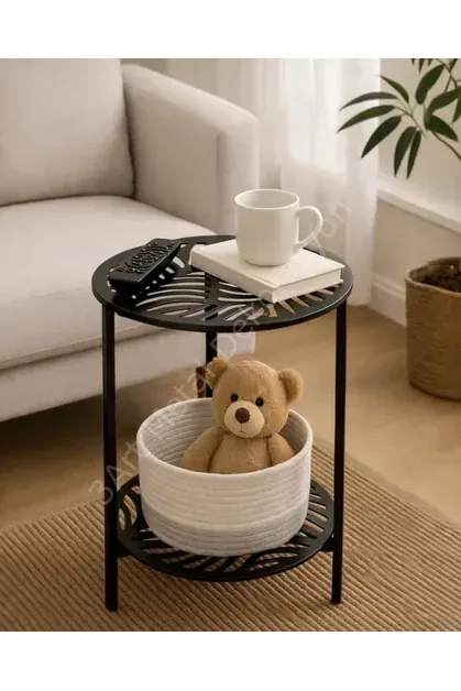 Decorative Modern Side Table Nightstand with Lower Shelf