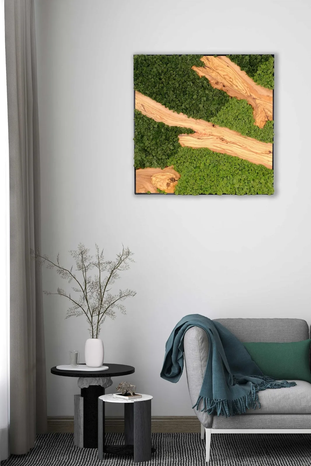 Silva 2 Color moss and olive wood wall art