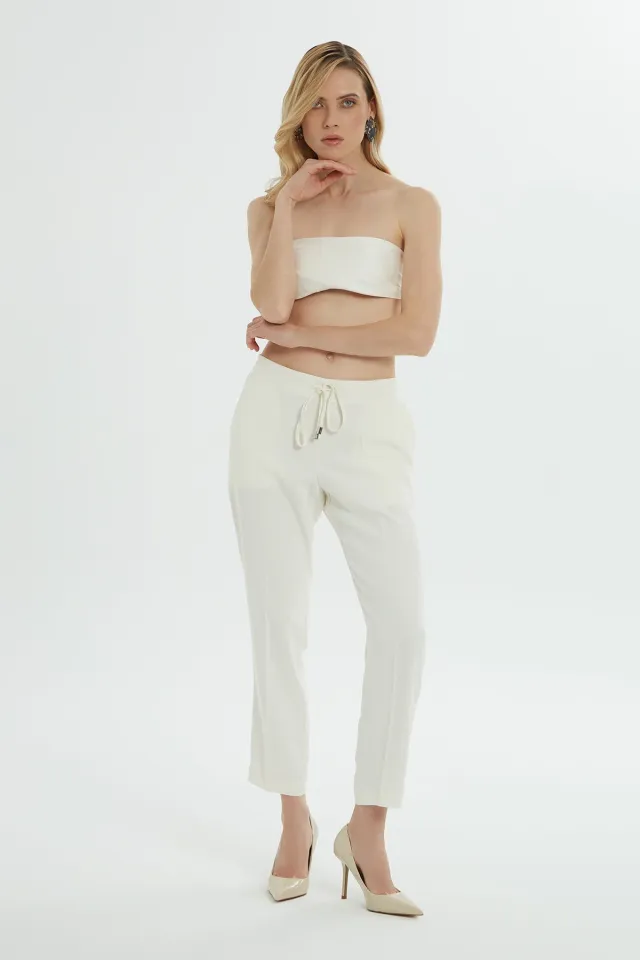 Ecru Pipe-Leg Tracksuit with Drawstring