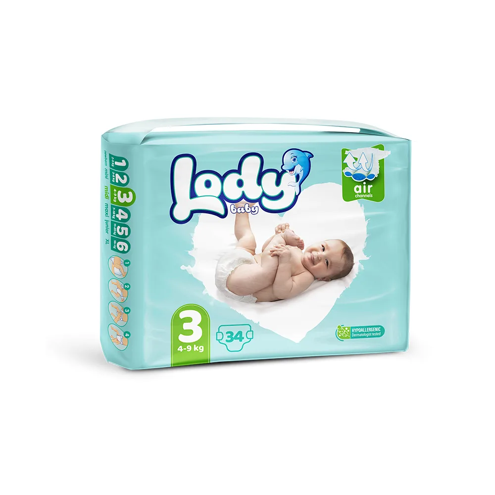 حفاضات أطفال LODY AIR MIDI (4-9 Kg.) 34 X 5 ECO PACK