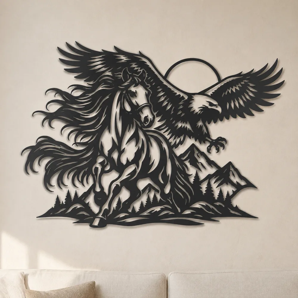 Horse and Eagle Metal Wall Art